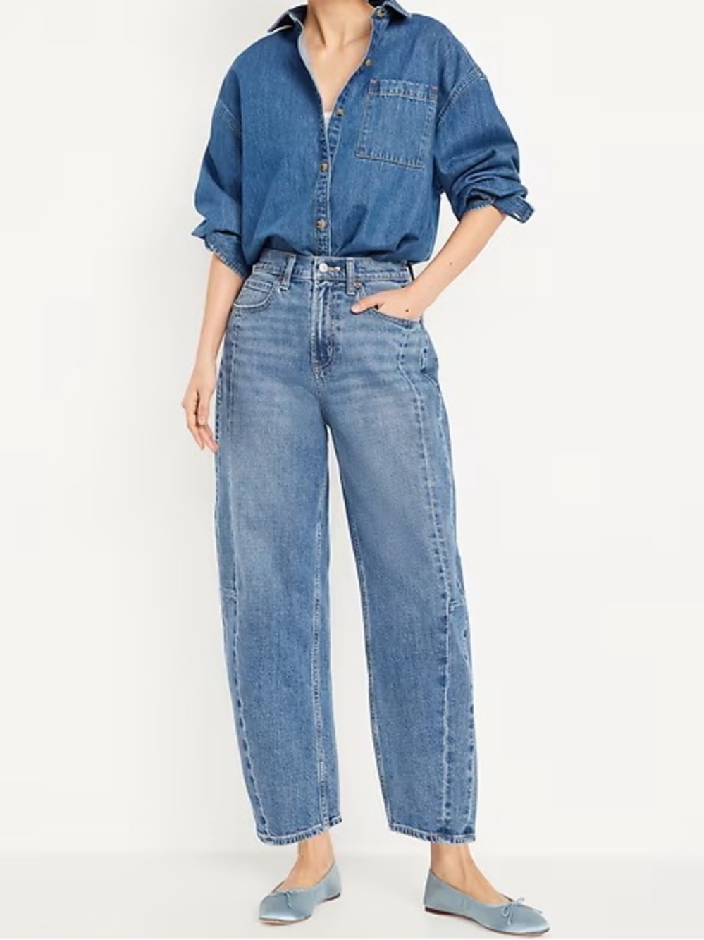 {Old Navy} "High Rise Barrel Leg" Blue Ayla Relaxed Loose Wide Leg Jeans WJ90-55